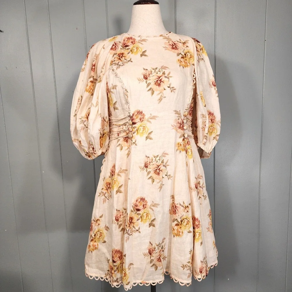 zimmermann pink floral dress NWT $2,750 Zimmermann High Tide Appliqu Flower Lace Pink Guava Mini Dress  AU0